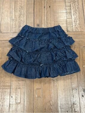 Philosophy Di Lorenzo Serafini Kids Tiered Denim Mini Skirt 6 Years Blue Jean